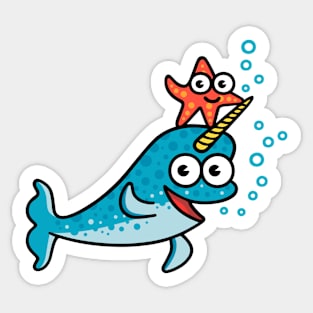 Little Narwhal and friend Sticker